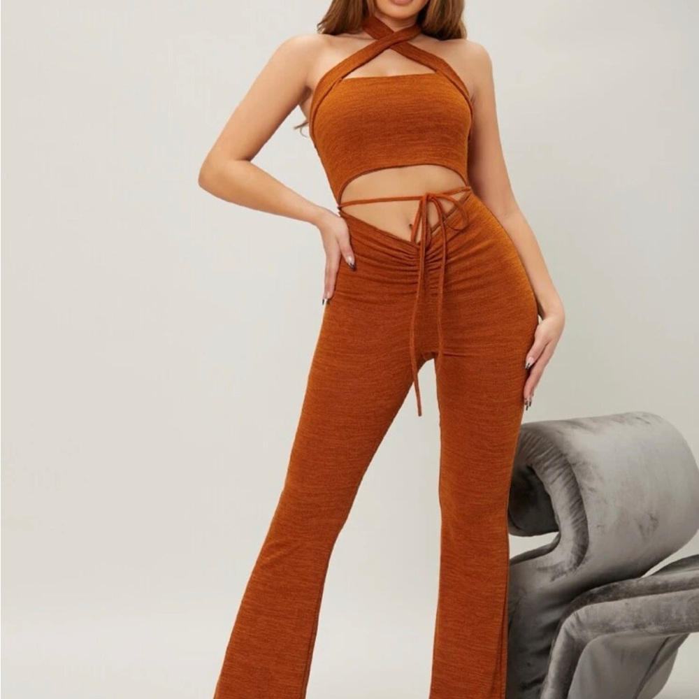 Backless Cutout Halter Jumpsuit